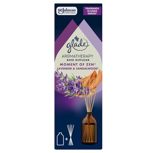 Glade Aromatherapy Diffusore di Oli Essenziali a Bastoncini, Fragranza Moment of Zen Lavanda e Sandalo, 1 Confezione da 1 Diffusore da 80 ml