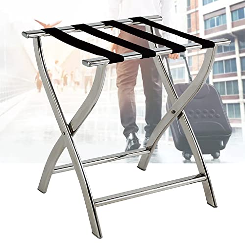 LSMKK Porte Valise Porte-Bagages Pliant, Porte-valises pour Sac Cargo en Forme De X pour La Chambre D'hôtel, Valet De Bagages Portable Support De Transport De 58 Cm De Haut (Color : Silver) Cover