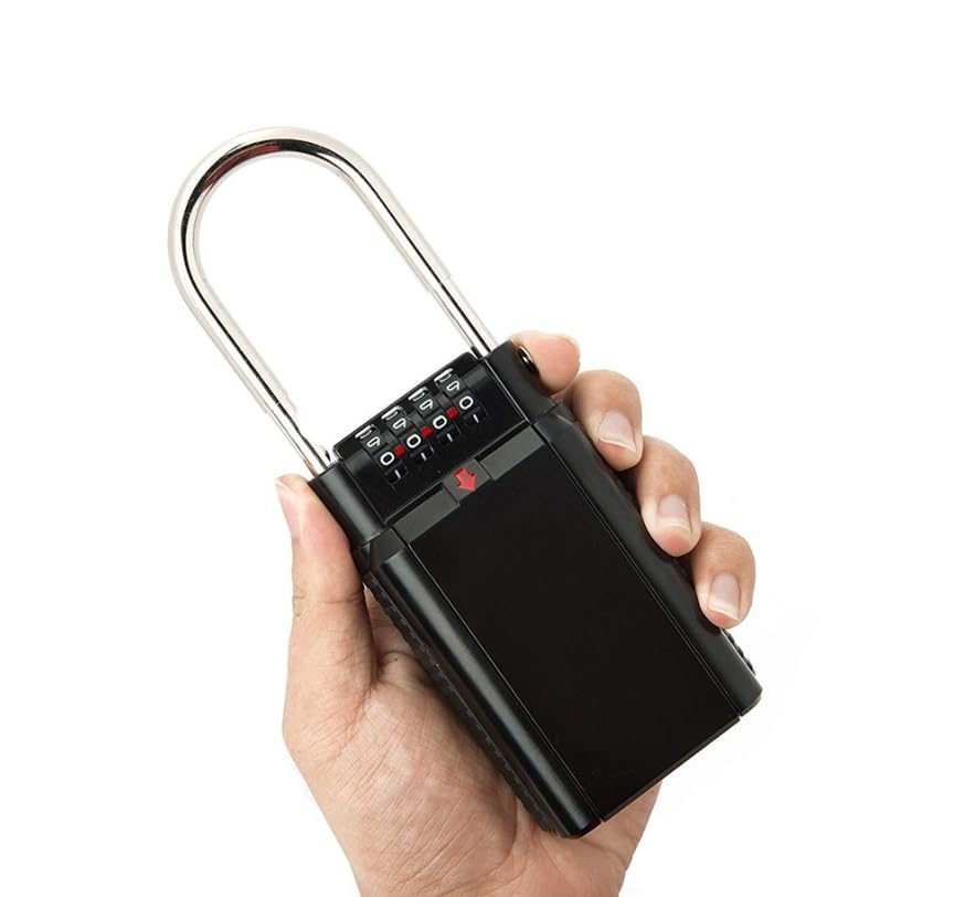 Luminexia Schlüsseltresor mit 4-stelligem Zahlencode,Key Lock Box Security Key Vorhängeschloss Safe,Schlüsselbox mit Bügel zur Befestigung,für Haus,Garagen,Schule Ersatz Haus Schlüssel