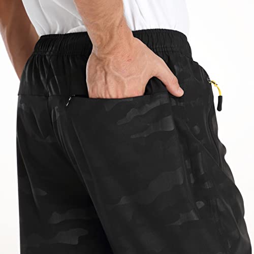 Image of Men's Elastic Waist Hiking Pants Water Resistant Quick-Dry Lightweight Outdoor Sweatpants with Zipper Pockets