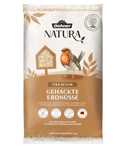 Dehner Natura Premium Wildvogelfutter, gehackte Erdnüsse schalenfrei, Ganzjahresfutter proteinreich / energiereich, hochwertiges Vogelfutter für Wildvögel, 5 kg
