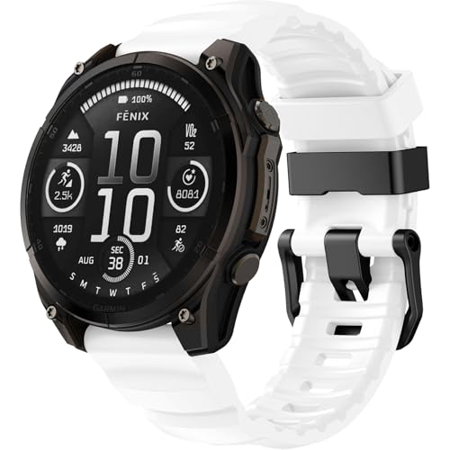 Image of Compatible with Garmin Fenix 7X Strap /Fenix 6X / Fenix 5X / Fenix 8 51mm,26mm Soft Silicone Sport Wristband Replacement Quickfit Bands for Tactix Delta,Fenix 3 /3 HR,Descent MK1 /Enduro