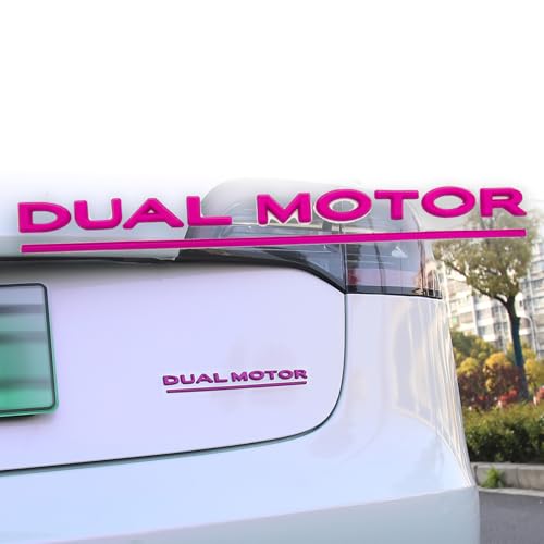Image of 3D Dual Motor Badge Emblem Sticker Compatible for Tesla Model 3 Y X S Accessories (Pink)