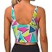 Women Girls Comfy U-Shaped Back Yoga Vest Elastic 80S 90S Fashion Style Geometric Colorful Art Athletic Tops with Pads Control Shapewear Activewear for Workout Training