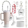 Accessories Set for Stanley Cup - 7pc Set for 30/40 oz Cup, Including Silicone Cup Boot, Water Bottle Strap, Cup Ring, Straw Cover, Water Cup Decoration,Lipstick Holder and Plush Ball Hanger