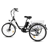 Snokco M300 Elektrisches Dreirad für Erwachsene, 24 x 2,125 Reifen, 36 V 15 Ah abnehmbarer Akku, Drei-Geschwindigkeitssystem und sieben Gänge, Elektrofahrrad, Camping Dreirad