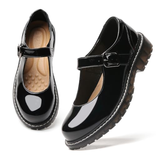 XMM Mary Jane Shoes Black Platform Leather Glossy Mary Janes for Women Flat by XMM - Used condition - Image 5