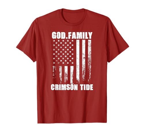 Minden Crimson Tide God. Family. Vintage USA Flag T-Shirt