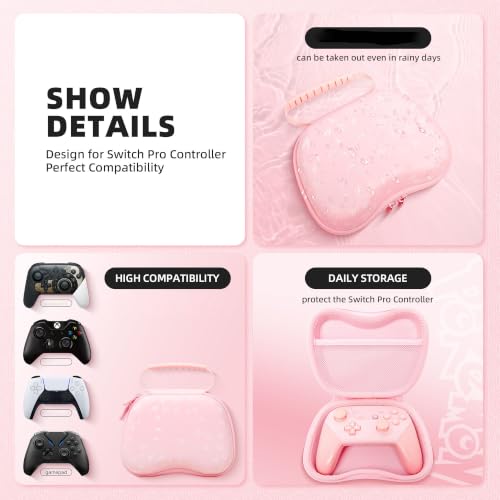 Image of YKASEK Wireless Switch Pro Controller with Carrying Storage Case, Gamepad Remote for Switch Support NFC /Dual Vibration /Screenshot /Wake-up Function, Compatible with Switch /Switch Lite /OLED /PC, Pink