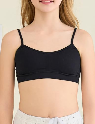 Suekaphin Girls Training Bra Padded Seamless Soft Bras for Girls with Adjustable Strapes Removable Pads Pack of 52