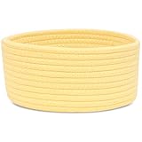 ABenkle Small Woven Basket, Empty Tiny Shallow Storage Basket, Mini Cotton Rope Baskets, Round Decorative Hamper, Basket Storage Bins for Toys, Spa, Socks, Nursery, Living Room