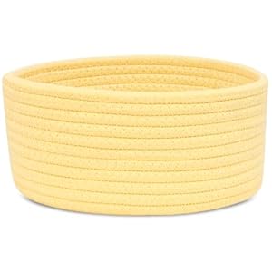 ABenkle Small Woven Basket, Empty Tiny Shallow Storage Basket, Mini Cotton Rope Baskets, Round Decorative Hamper, Basket Storage Bins for Toys, Spa, Socks, Nursery, Living Room