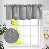 Vangao Gray Valance Curtains Space Themed Window Valance for Boys Room Kids Bedroom Nursery Room...