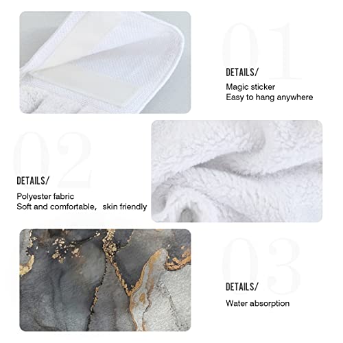 Black Marble Hanging Kitchen Towels Glod Stone Art Dish Cloth Tie Towels Hand Towel Tea Bar Towels For Bathroom Hotel Gym 2 Pcs #TOP4