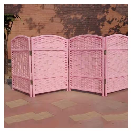 Pantalla de privacidad plegable de madera – Divisor de habitación de 3/4/5 paneles, partición decorativa móvil para uso en interiores y exteriores, color rosa elegante, 120 x 40 cm (3 piezas)