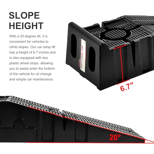 2-Pack Car Ramps - Heavy-Duty Car Lifts for Home Garage or Shop - 16,000lb GVW Capacity, 8,000lb Load Capacity Per Pair - SUV, Agricultural Vehicle, or Pickup Truck Ramp by WINMAX TOOLS AUTOMOTIVE - Image 3