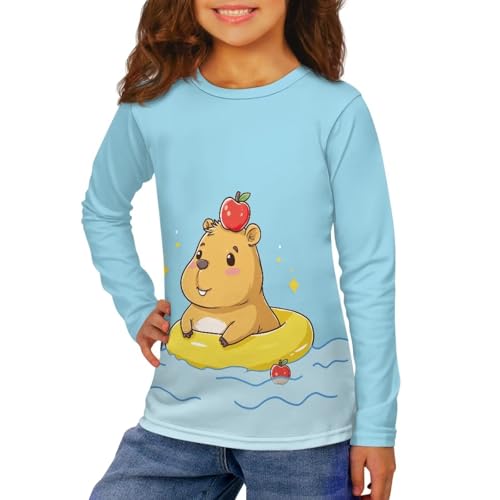 Image of Girls Long Sleeve Shirts Casual Crewneck Soft T-shirts for Girls 3-16 Years Old