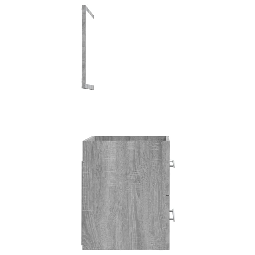 vidaXL Armario de Baño con Espejo Mueble Aseo Tocador Estante Inodoro Almacenamiento Maquillaje Decorativo Pared Familia Hogar Casa Gris Sonoma
