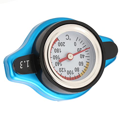 SENECESLI 1.1bar Aluminum Alloy Radiator Cap with Temperature Gauge, Leakproof High Pressure Radiator Cap Universal Fit for Car Motorcycle ATV UTV, Thermostatic Cooling System Cover (Small head 1.3)