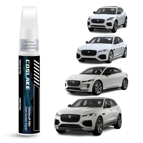 COSLAKE Car Touch Up Paint(Fuji White/Polaris White(2135/1AA/NER)) for Jaguar, Car Paint Scratch Repair Kit, Quick & Easy Solution to Repair, 2 in 1 Scratch Remover Pen with Color-Matched