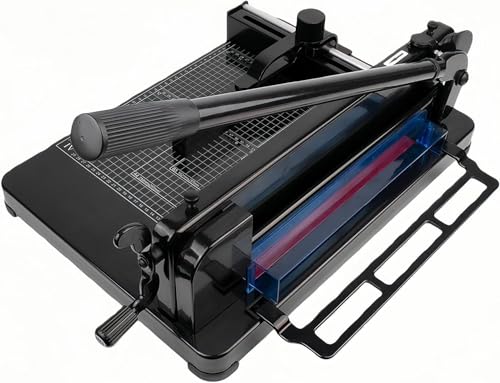 Image of ISDIR Heavy Duty Guillotine Paper Cutter, 12 inch A4 Stack Paper Trimmer, Cuts Up to 400 Sheets, All-Steel Base with Safety Lock, Professional Paper Cutter for Office, School & Print Shop