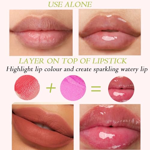 Plumping Lip Oil, 2pc Lip Oil Set, Tinted Lip Oil Gift Set, Moisturizing Lip Balm Lip Care, Big Brush Head High-Shine, Crystal Jelly Lip Glow Oil, Long Lasting No-Sticky Hydrating Lip Gloss - Image 5