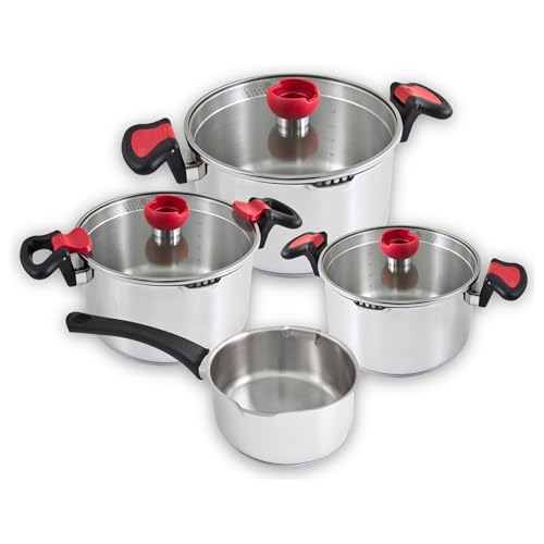 Kopf Nelo Batería De Cocina Con Vertedor Ayuda Inteligente, Acero Inoxidable, 7 Unidades