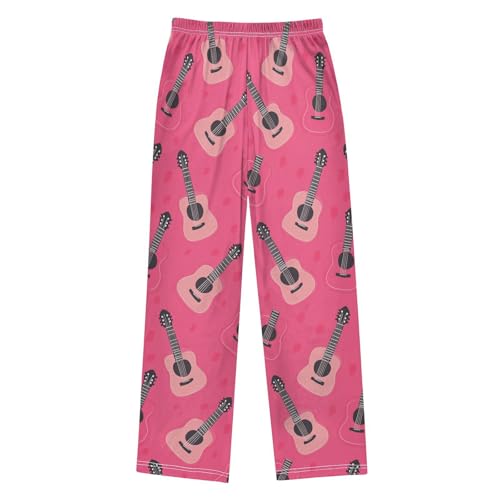 Pink Guitar Boys Pants Boys Athletic Pants Long Pant for Boywith Pockets Wide-Leg Size 6-14Y2