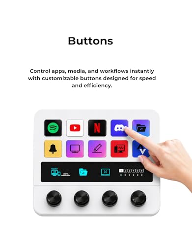 Image of APEX LIGHT Stream Dock Pro - White Studio Controller with LCD Keys, Dials & Touch Strip Programmable Macro Keypad for Streaming, Video Editing & Workflow Automation | Windows & Mac | 1-Year Warranty