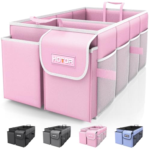 Image of HOTOR Foldable Trunk Organizer for SUVs & Sedans, Pink, 2 Compartments, 21.3"12.6"10.6