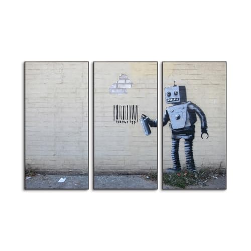 Banksy�o���N�V�[�A�[�g�p�l�� ����G �|�X�^�[������ �ǉ� �Ǌ|�� �A�[�g�t���[�� ���_�� �A�[�g�{�[�h �G�� ������ꂽ �C���e���A�������� �Ǌ|�� �A���~�����g���̊����i (30*60cm*3���i12*24in*3pcs�j,A)