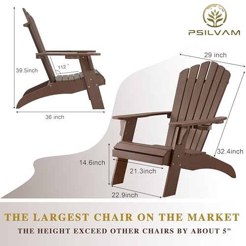 Psilvam PSAC01 Adirondack Chair, Oversized Poly Lumber Fire Pit Chair thumb #2