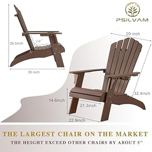 Psilvamadirondackchairoversizedpolylumberfirepitchairwithcupholder350lbssupportpatiochairsforgardenweatherresistantoutdoorsseatingrelaxinggiftforfathermother4brown Urban Country Home Decor Psilvam adirondack chair oversized poly lumber fire pit chair with cup holder 350lbs support patio chairs for garden weather resistant outdoors seating relaxing gift for father mother 4 brown urban country home decor