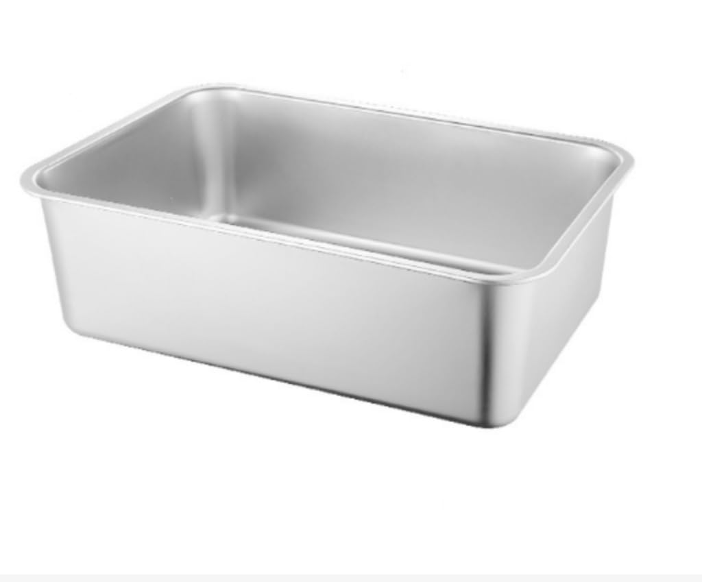 Stainless Steel Cat Litter Box, High Side Metal Litter Box, Metal Kitten Litter Pan, Pet Cleaning Tool for Big and Small Cats, Rabbits, Non-Stick Cat Poop Box odorless 19.7"x13.8"x5.9"