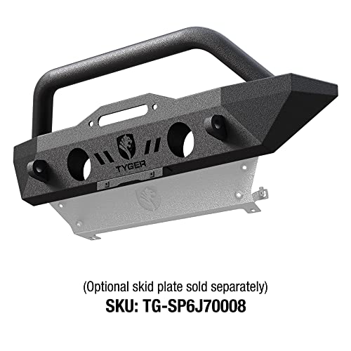 Image of Tyger Auto TG-BP6J70078 Tyger FURY Stubby Front Bumper w /Winch Plate Compatible with 2007-2026 Jeep Wrangler JK /JL; 2020-2026 Gladiator | Textured Black