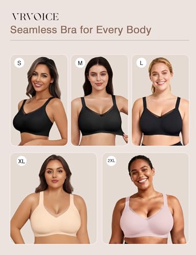 Image of VRVOCIE Wireless Bras for Women No Underwire Crossover V Mesh Seamless Supportive Bralettes Full Coverage Everyday Bra