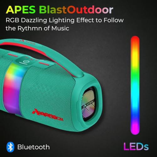 Image of APES BlastOutdoor Bluetooth Party Speaker, 8Hrs Playtime, Dynamic RGB LED's, 40W Speaker (Green)