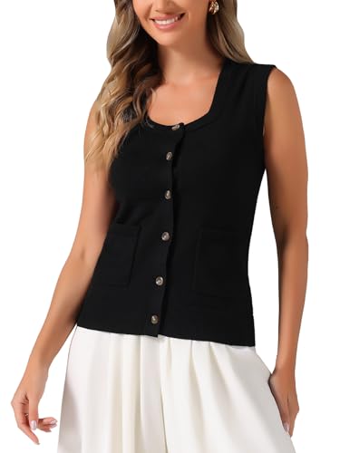 Image of Allegra K Sweater Vest for Women's Summer Casual Button Ribbed Sleeveless Knitted Tank Top