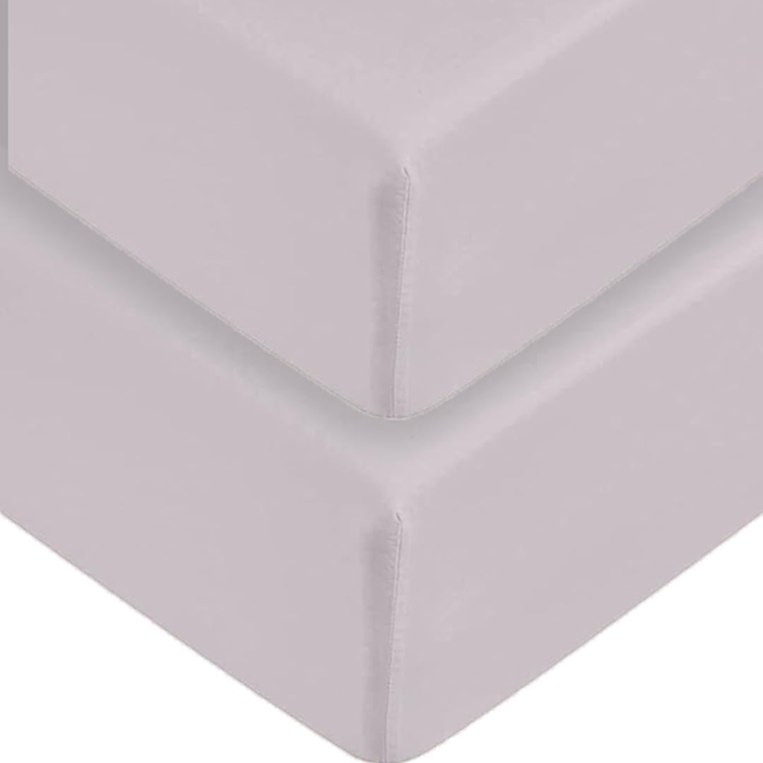 2 x Extra Deep Fitted Sheet 40cm 16 Inch - Non Iron Easy Care Soft Brushed Microfibre Fabric Shrinkage and Fade Resistant, Silver-King