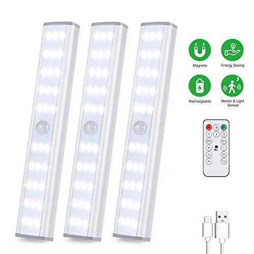 luz led armario Luz Con Sensor De Movimiento USB Iinalámbrico Recargable magnético Movimiento Sensor Luces nocturnas 30 LED para Gabinete Pasillo,Escalera,Cocina,pasillo,recámara,sala infantil 3pack
