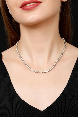 15 CT D VVS1 Lab Grown Diamond Tennis Necklace – Bezel Setting, 14K White Gold, 16 Inch Luxury Fine Jewelry - Image 7