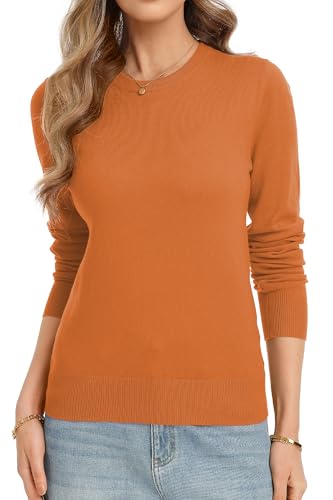 Image of QUALFORT Women's Sweaters Long Sleeve Soft Lightweight Basic Knitted Pullover Sweater