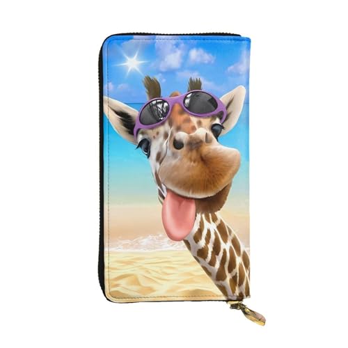 Portefeuille long cuir girafe de plage : votre compagnon idéal pour le voyage et le shopping