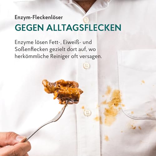 HAKA Fleckenvorbehandlung Enzymkraft, 250ml, Fleckenentferner für Butter, Öl, Soße, Eiweiß, Eigelb, für weiße & bunte Wäsche, vegan & hautfreundlich
