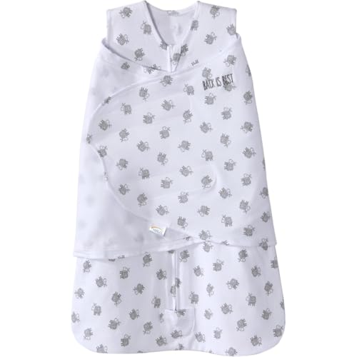 Image of HALO 100% Cotton Sleepsack Swaddle, 3-Way Adjustable Wearable Blanket, TOG 1.5, Lamb Scribble White, Newborn, 0-3 Months