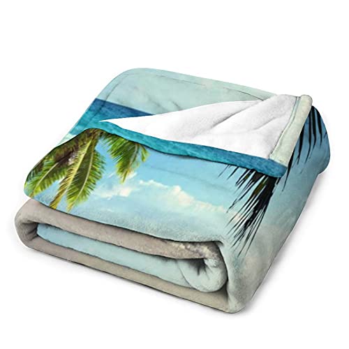 Alibiffy Decor Palms Tree Ocean Tropical Sea Super Soft Throw Blankets Beach Theme Warm Cozy Flannel Bed Blanket Decorative For Home Sofa Couch Chair Living Bedroom60×80" #TOP2