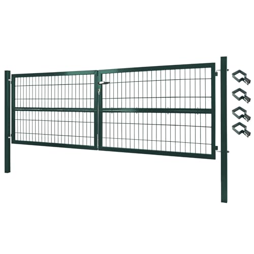 V2Aox Gartentor Tor Gartenzaun Zaun 300x100 cm Doppelflügelig Gartentür aus Metall für Stabmattenzaun Abschließbar inkl. Pfosten Grün V2Aox Gartentor Tor Gartenzaun Zaun 300x100 cm Doppelflügelig Gartentür aus Metall für Stabmattenzaun Abschließbar inkl. Pfosten Grün