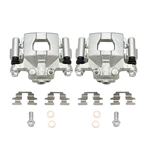 Image of TRQ Rear Driver and Passenger Side Brake Caliper Set Caliper Brackets Hardware Compatible with 02-22 Nissan Altima 03-22 Nissan Maxima