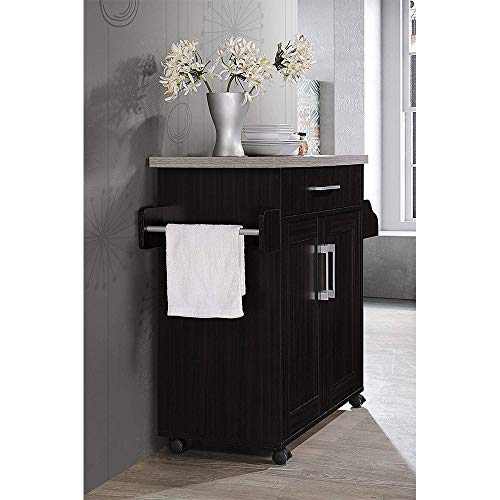 Hodedahkitchenislandwithspiceracktowelrackdrawerchocolatewithgreytop  Urban Country Home Decor Hodedah kitchen island with spice rack towel rack drawer chocolate with grey top  urban country home decor