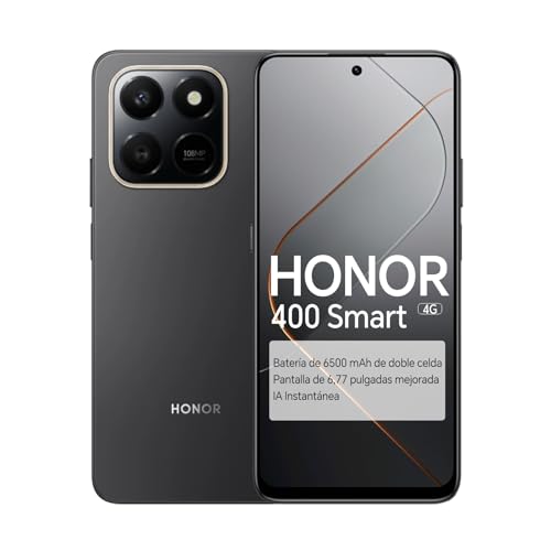 HONOR 400 Smart 4G Smartphone, Pantalla 6,77 Pulgadas 120Hz, 6350mAh, Cámara Ultra Clara 108MP, Botón IA Instantáneo, 6GB+128GB, Resistencia a Caídas 5 Estrellas SGS, Dual SIM, Android 15